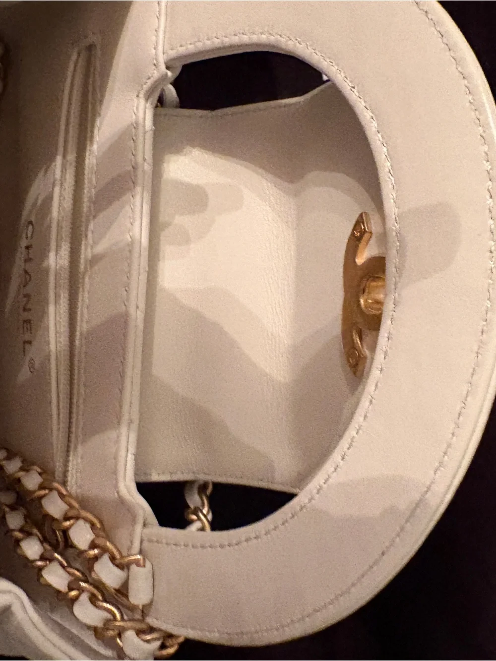 CHANEL White Quilted Top-Handle Bag with Pink Scarf Accent